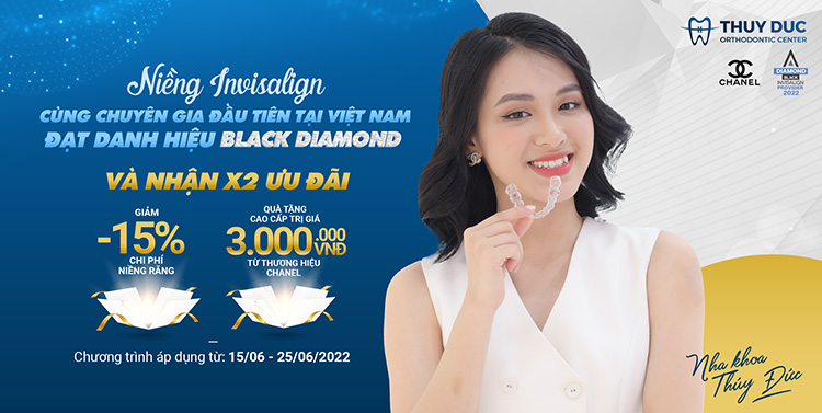 Giảm 15% chi phí + quà tặng cao cấp trị giá 3 triệu đồng khi niềng răng Invisalign cùng Bs. Đức thứ hạng BLACK DIAMOND 1